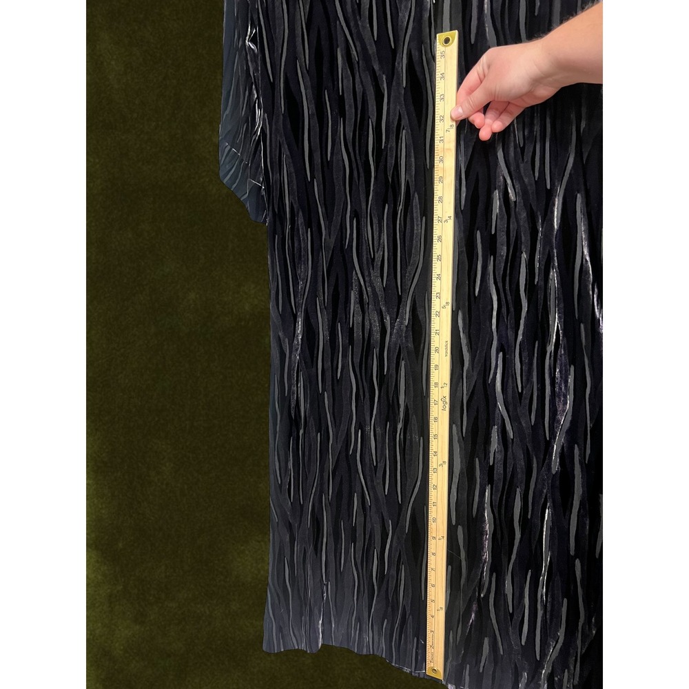 Neiman Marcus VTG 90s/Y2K Velvet Burnout Silk Blend Witchy Duster Robe Black L - Picture 2 of 8